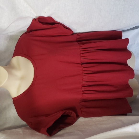 Shein. Red, Short Sleeves, Cropped Baby Doll Top. EUC Size 3X - Picture 1 of 10